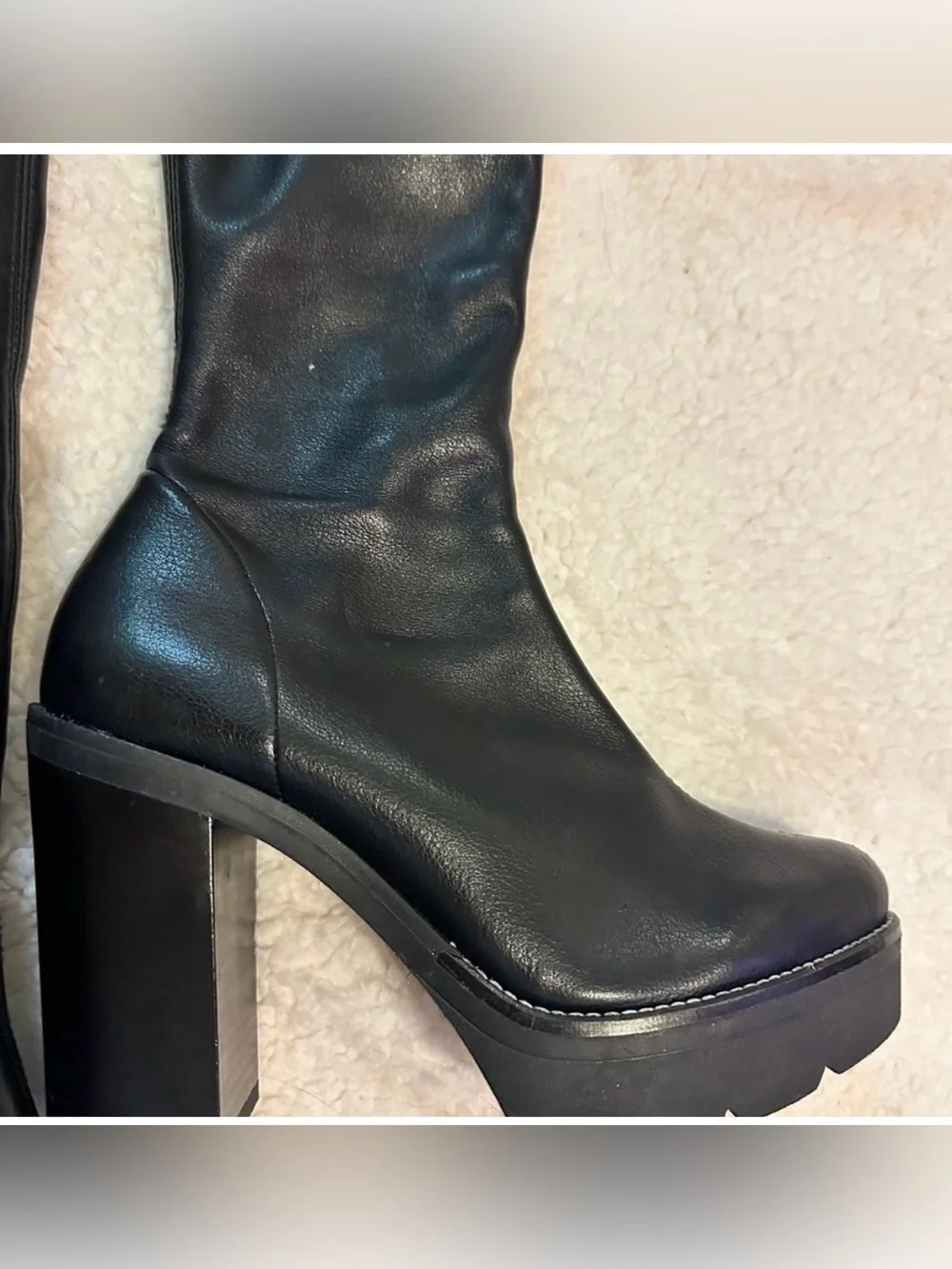 Free People Oakland Vegan Leather OTK Platform Boots Black 6.5